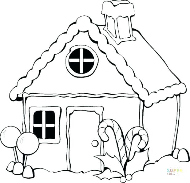 618x593 House Coloring Pages Also Gingerbread House Coloring Pages Easy