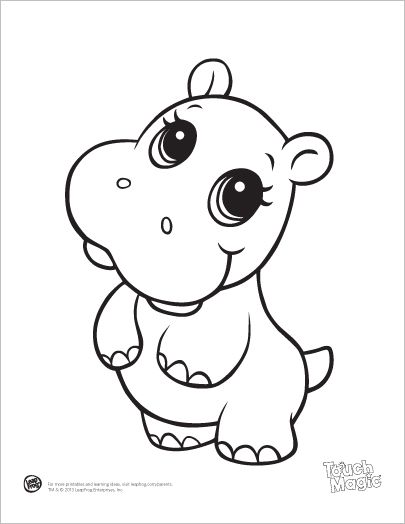 405x524 Learning Friends Hippo Baby Animal Coloring Printable