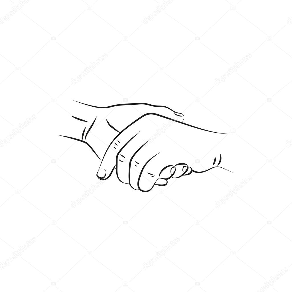 1024x1024 Illustration Vector Drawn Female And A Male Person Holding Hands