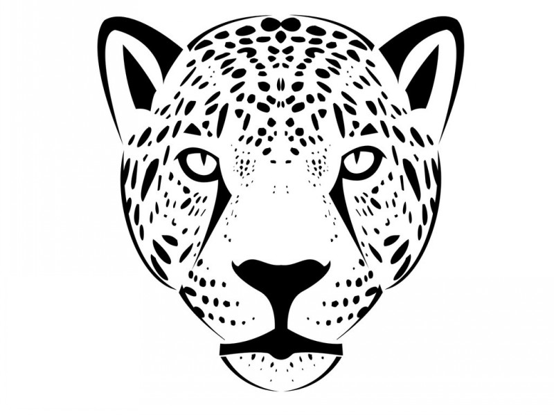 800x600 Simple Black Outline Jaguar Face Tattoo Design By Mask Maker