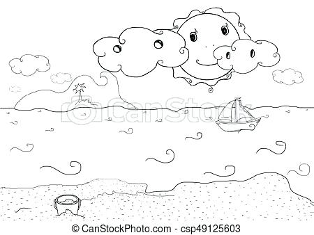 450x338 Simple Landscape Drawing For Kids How To Draw A Beach For Kids