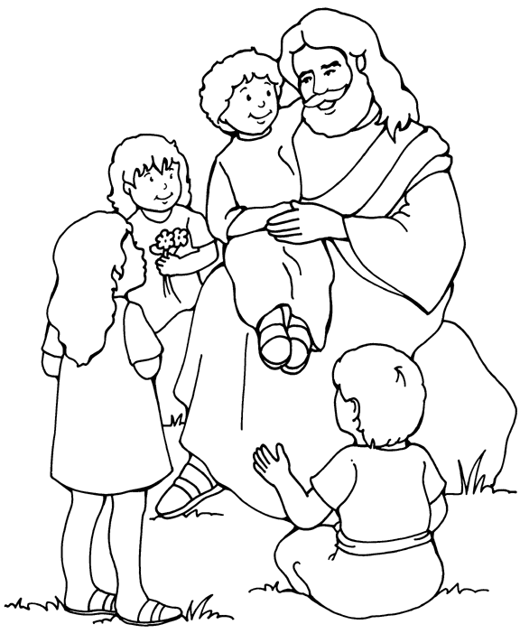 576x712 Jesus And The Children Coloring Page