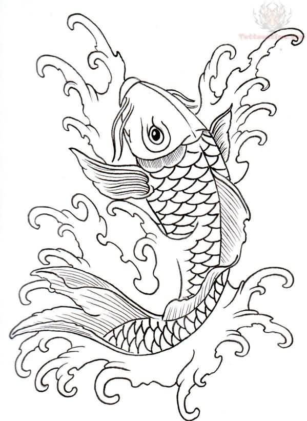 599x821 Draw Best Koi Fish Tattoo Design Incredible