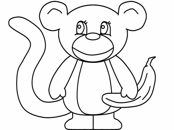 600x450 Simple Monkey Drawing Coloring