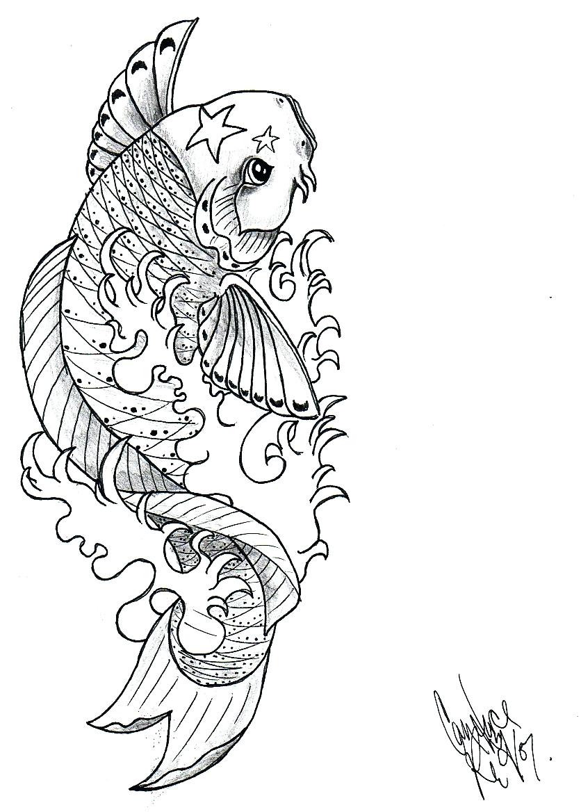 836x1168 Comments Off On Simple Draw Fish Tattoo Design Japanese Koi Lucky