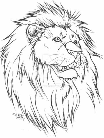 362x480 Looking Cool Lion Face Outline Drawing Simple Lion Face Drawing