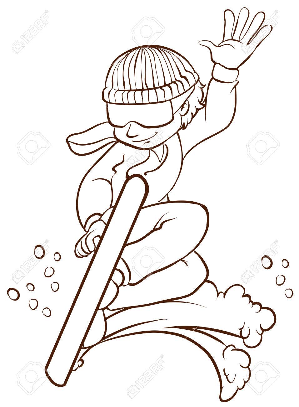 957x1300 Illustration Of A Simple Sketch Of A Man Doing A Winter Sport