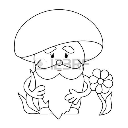450x450 Simple Line Drawing. Fabulous Mushroom. May Be Use