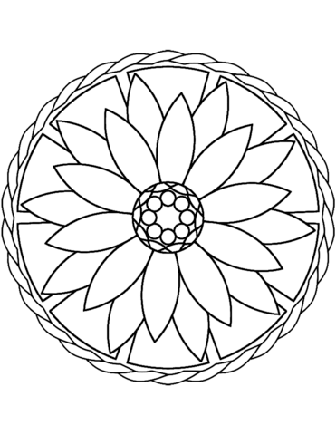 371x480 Simple Mandala With Flower Coloring Page Free Printable Coloring