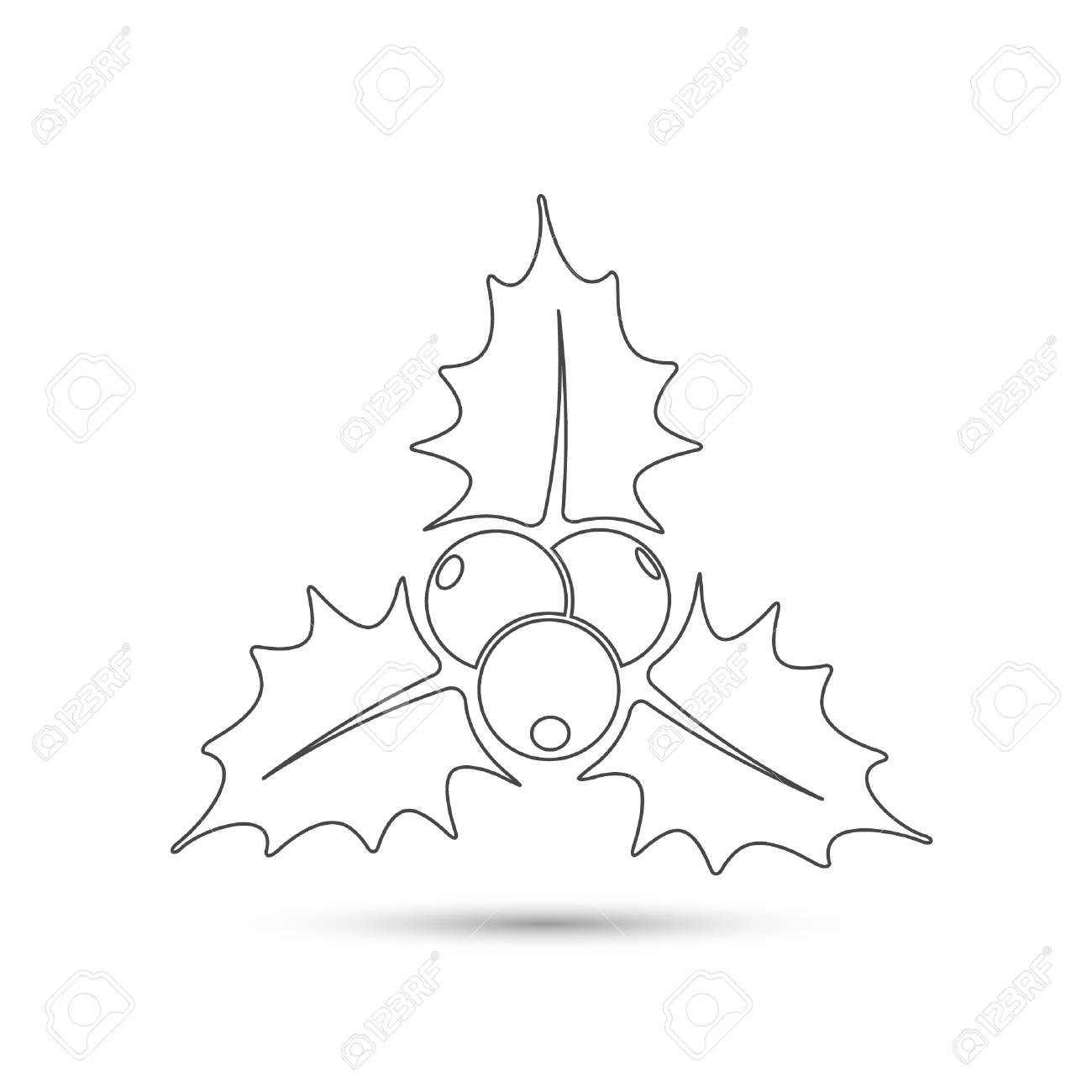 1300x1300 Christmas Holly Berries Icon Outline, Vector. Simple Mistletoe