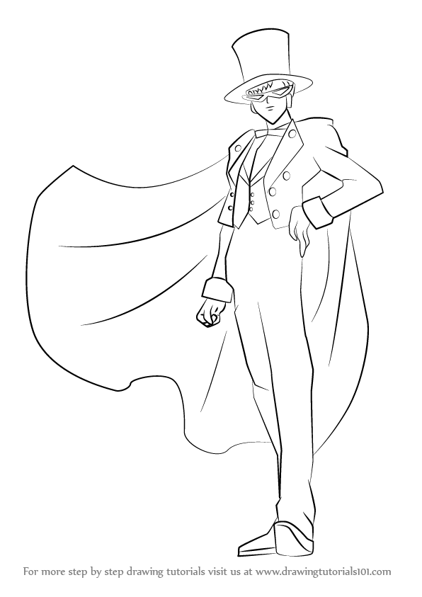 596x843 Learn How To Draw Tuxedo Mask From Sailor Moon (Sailor Moon) Step