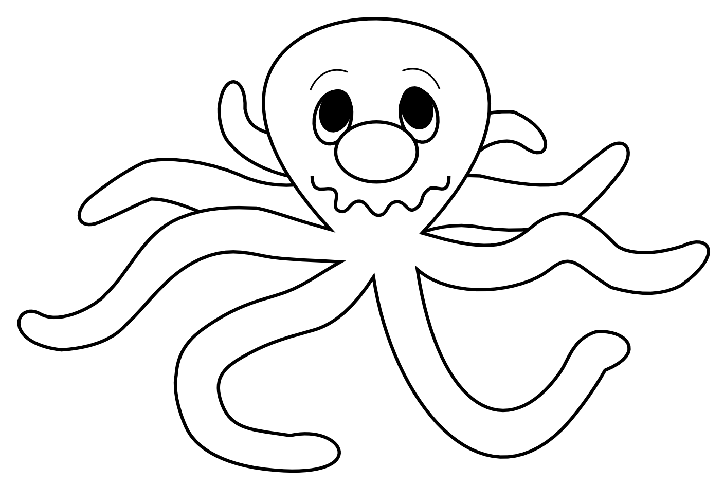 1408x948 Octopus Black And White Octopus Clipart Outline Clipartfox 2