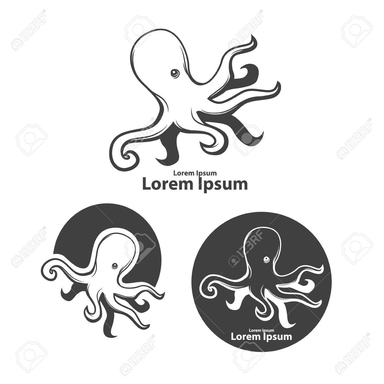 1300x1300 Silhouette Octopus, Mascot, Ocean Life Concept, Simple