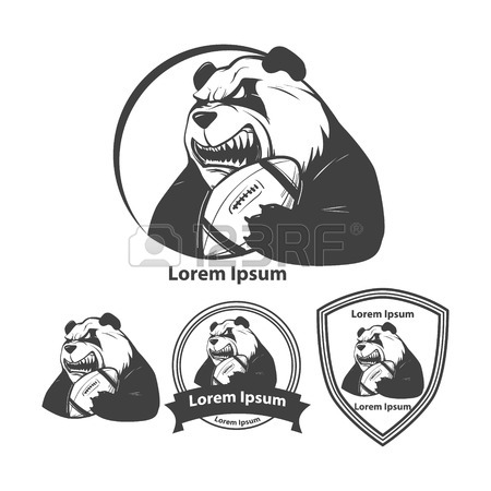 450x450 Panda With Rugby Ball, American Football Symbol, Simple