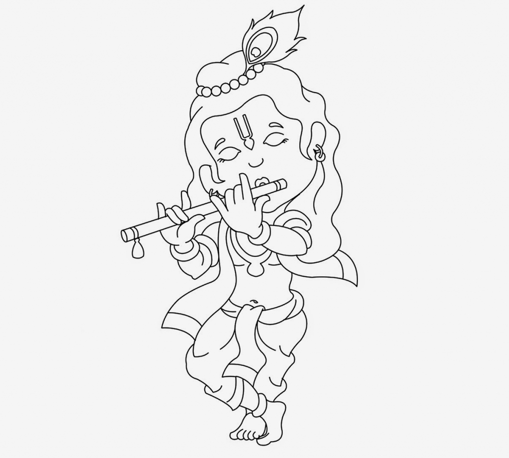 1024x920 Little Krishna Simple Pencil Drawing Pencil Sketch Of Little