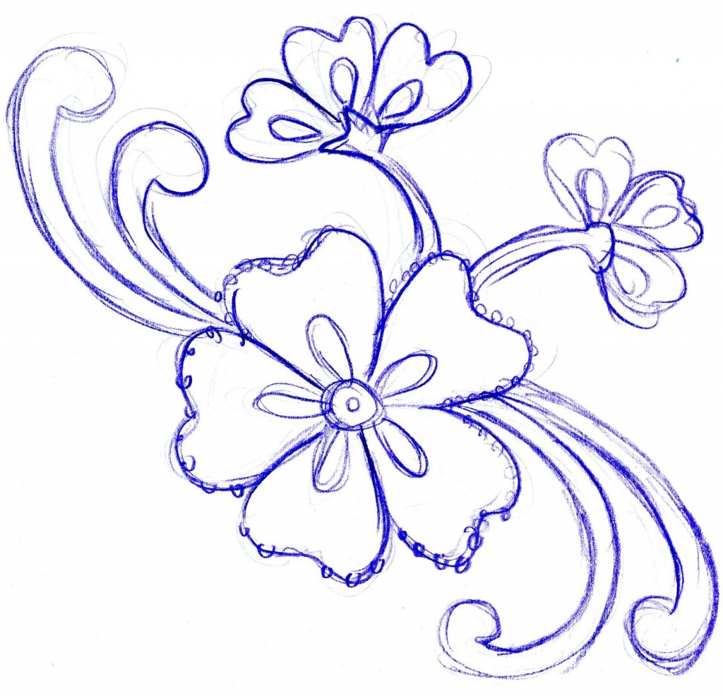 1024x986 Flowers Designs In Pencil Sketches Simple Pencil Drawings Step By