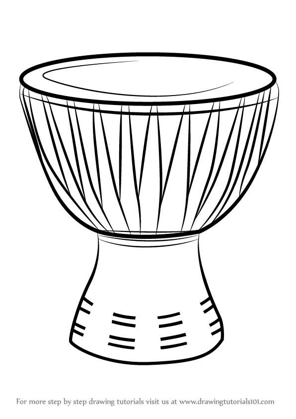 596x842 Learn How To Draw An African Drum (Musical Instruments) Step By