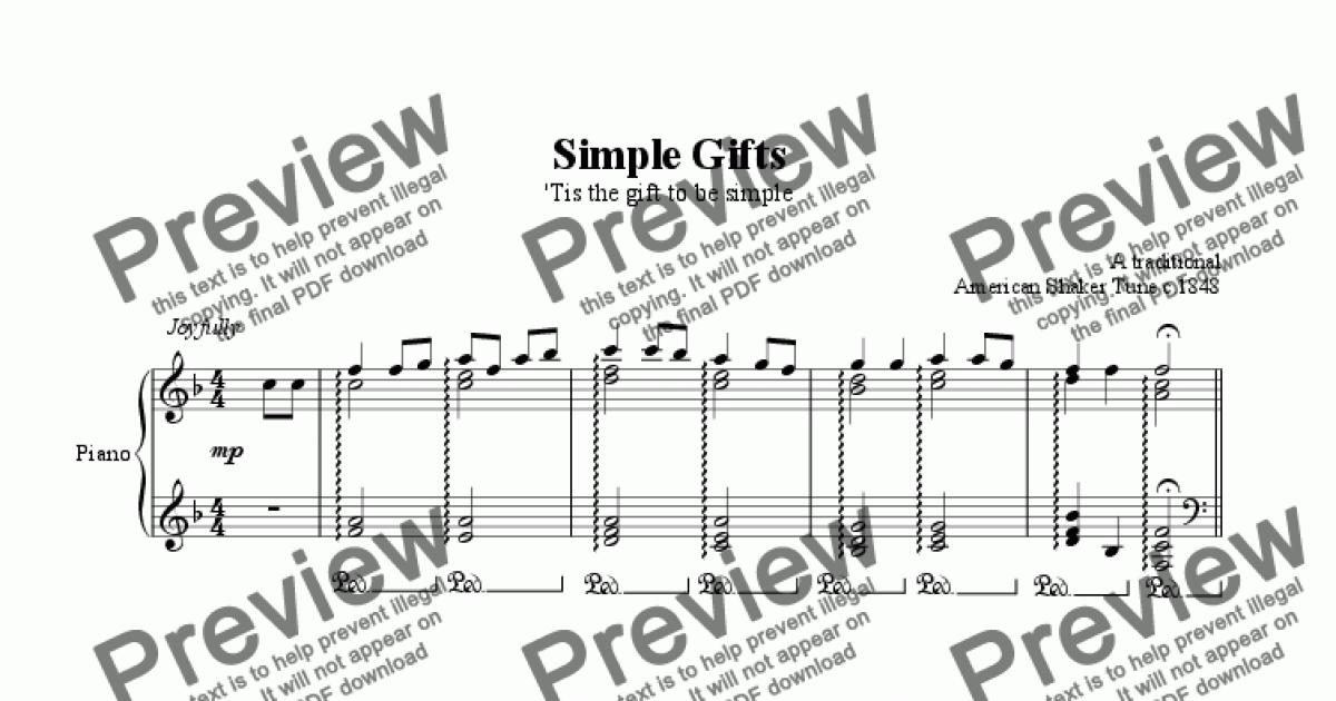 1200x630 Simple Gifts Shaker Tune Download Sheet Music Pianovocal