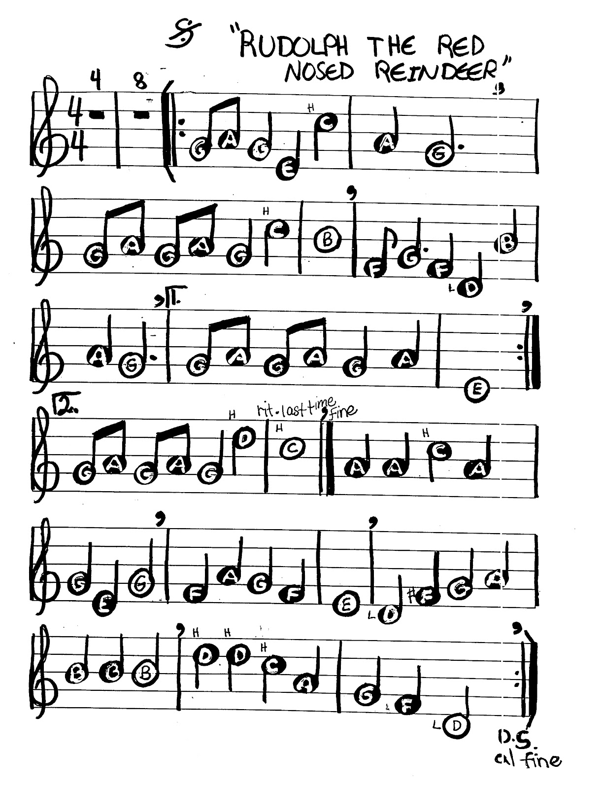 1222x1600 Piano Easy Notes Rudolph The Red Nosed Reindeer