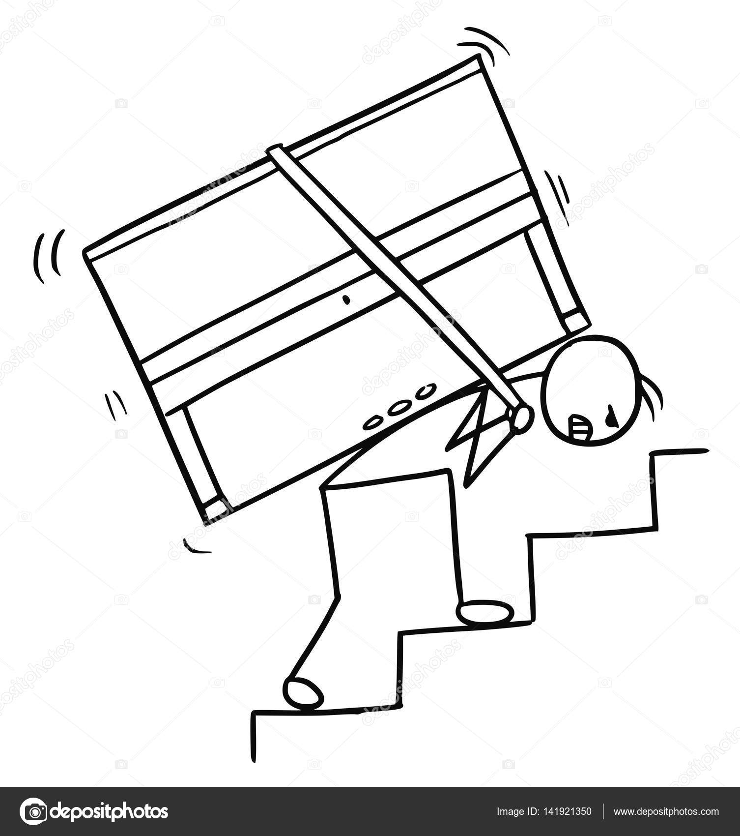 1506x1700 Cartoon Of A Man Carrying A Piano Up The Stairs Stock Vector