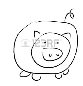 337x350 Pig Simple Drawing Of A Pig, Image, Black And White Pigs