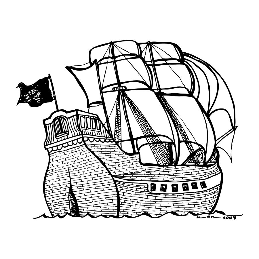 900x900 Pirate Ship Drawing By Karl Addison