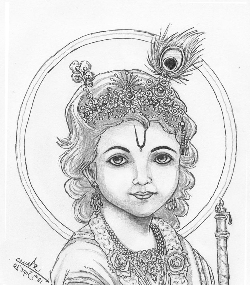 Pencil Drawing Krishna