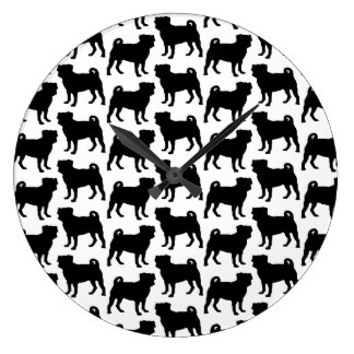 324x324 Black Pug Wall Clocks Zazzle