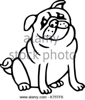 300x352 Cartoon Pug Is A Simple Illustration. Dog Character Is Flat Style