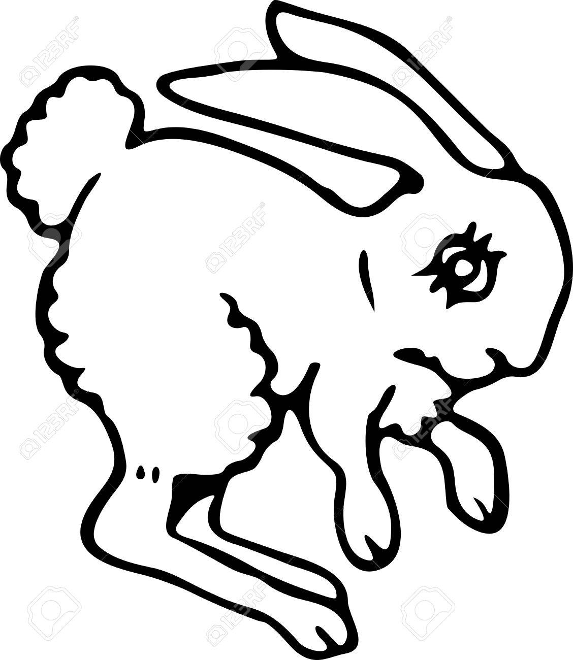 1128x1300 Simple Black And White Line Drawing Of A Cartoon Bunny Rabbit