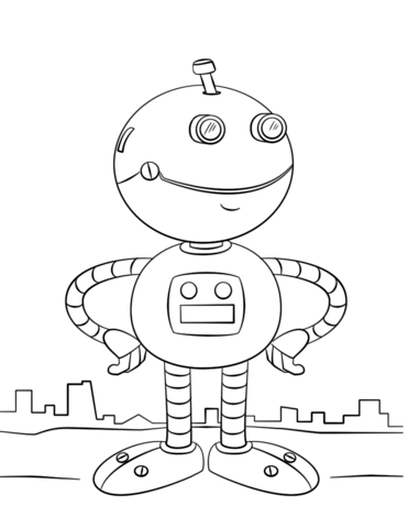 371x480 Cute Cartoon Robot Coloring Page Free Printable Coloring Pages