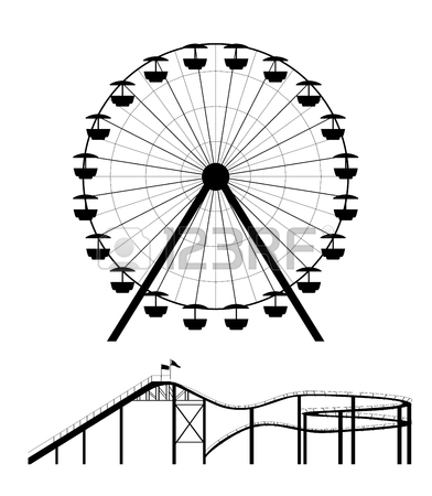 392x450 Roller Coaster Vector Silhouettes. Rollercoaster Or Amusement