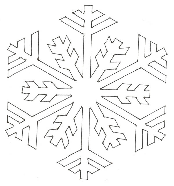600x643 Snowflake Simple Pattern Coloring Page