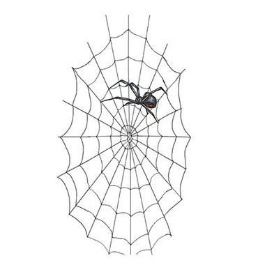 380x380 Simple Black Widow On Spider Web Tattoo Stencil