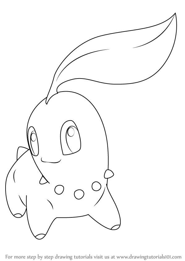 598x844 Learn How To Draw Chikorita From Pokemon (Pokemon) Step By Step