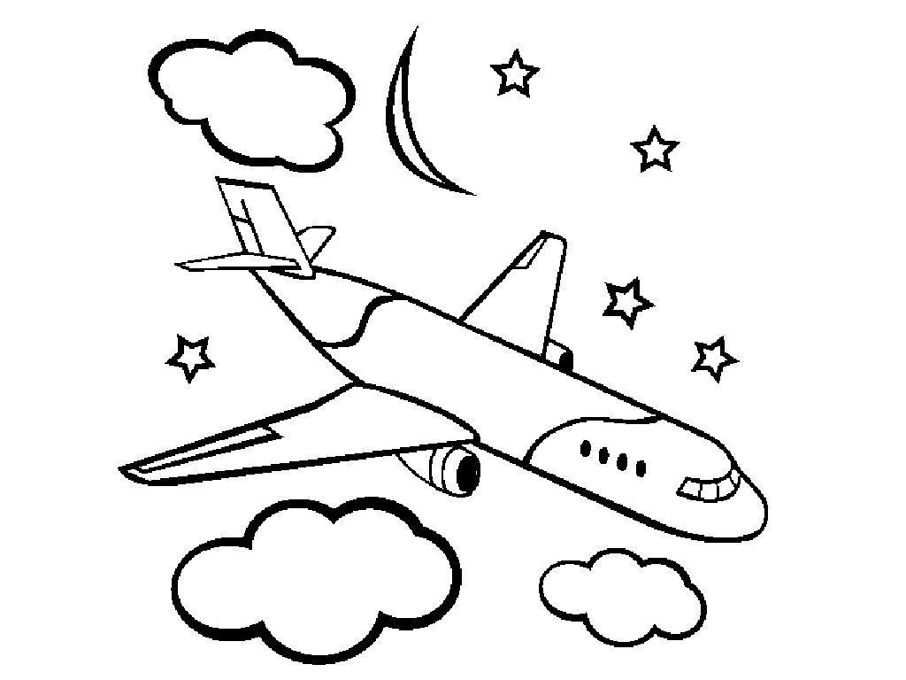 1024x768 Simple Airplane Coloring Pages