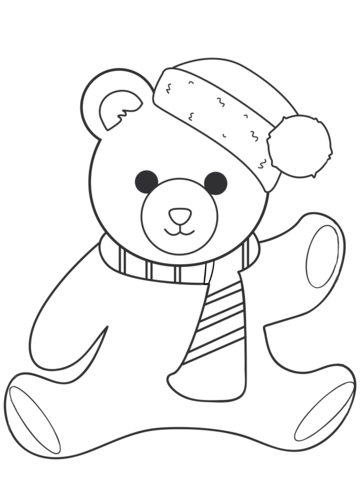 360x480 Christmas Teddy Bear Coloring Page Free Printable Coloring Pages
