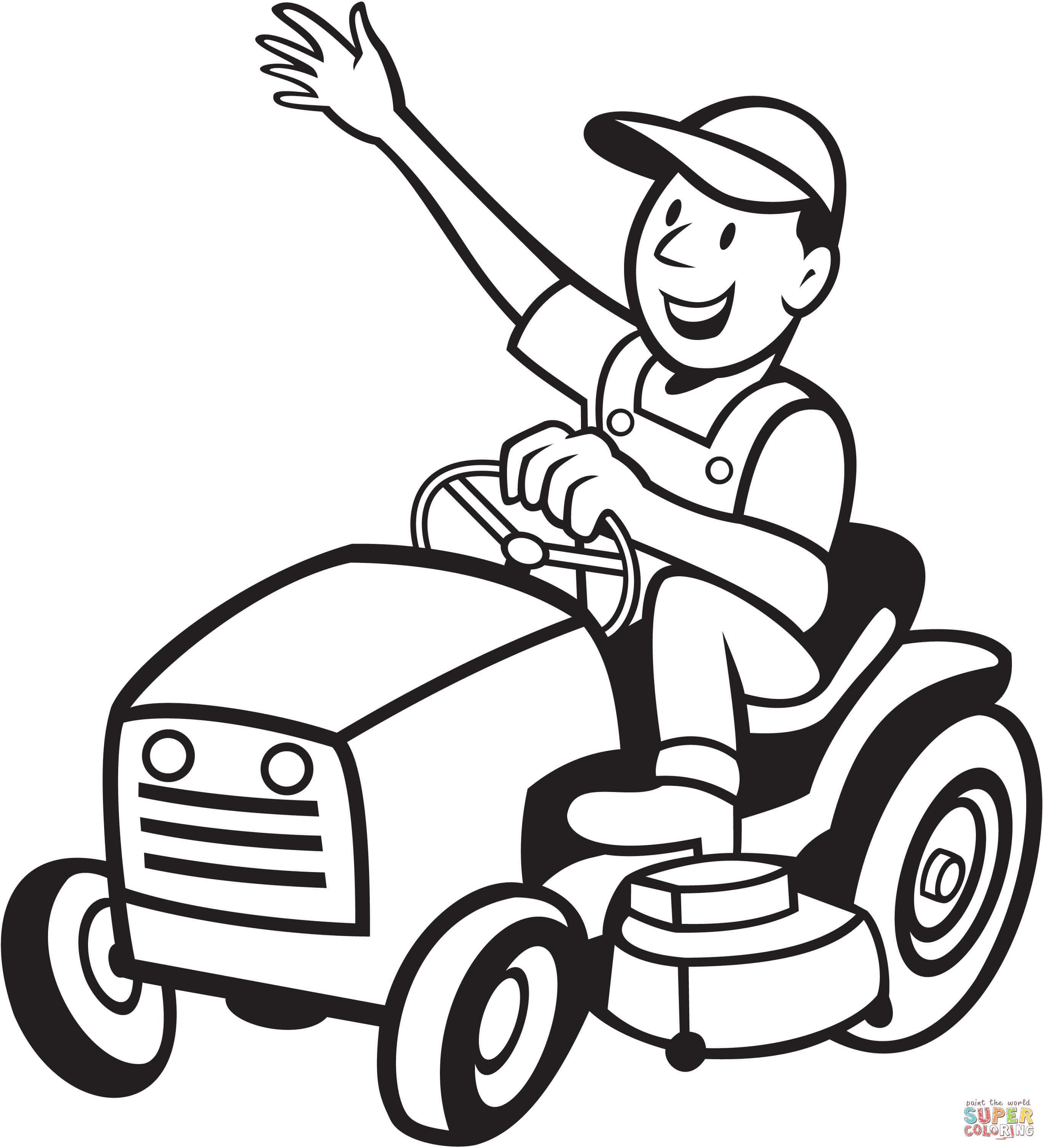 2736x3012 Farmer Riding A Tractor Mower Coloring Page Free Printable