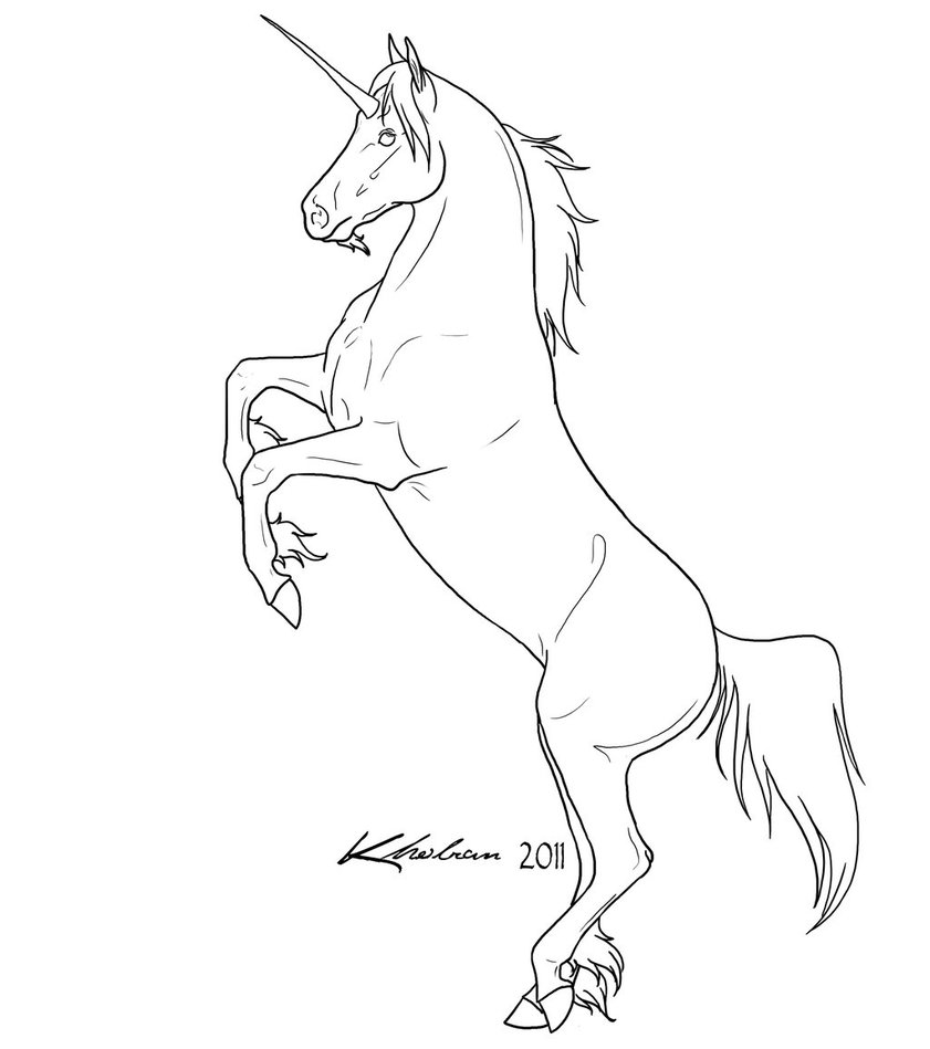 841x949 Unicorn Lineart By Kholran