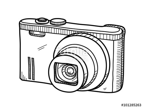 500x378 Digital Camera Doodle, A Hand Drawn Vector Doodle Illustration