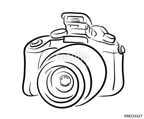 500x414 Dslr Camera Line Art, A Hand Drawn Vector Line Art Illustration