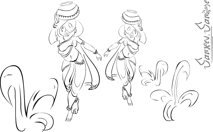 838x519 Modern Village Girl Drawing Sanjeev 2d Artist