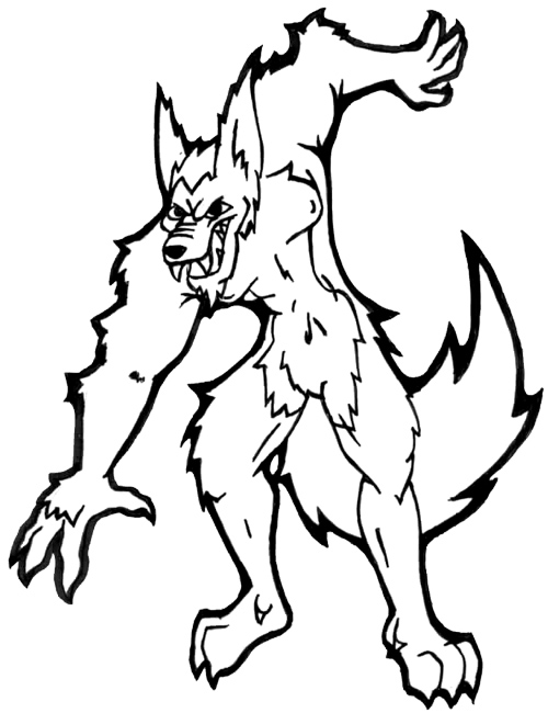 500x650 Simple Werewolf Line Art By Jenn Shumaker