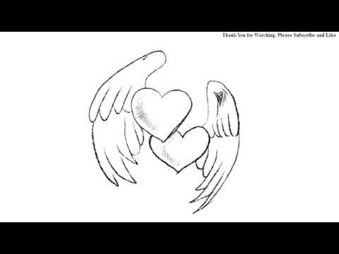 480x360 How To Draw Hearts With Wings Simple Line Drawing Yzarts