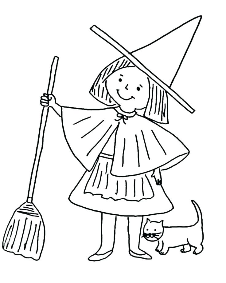 736x920 Simple Witch Coloring Page Image