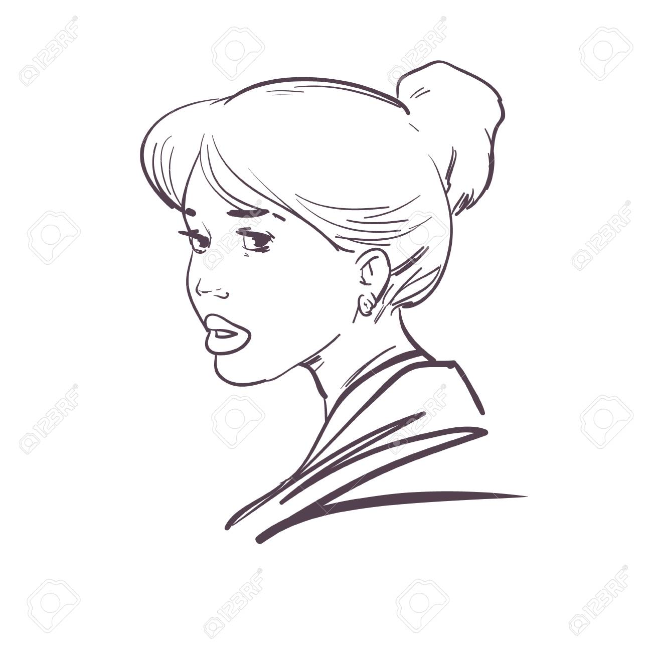 1300x1300 Fashion Sketch Of Pretty Woman, Simple Illustration, Isolated