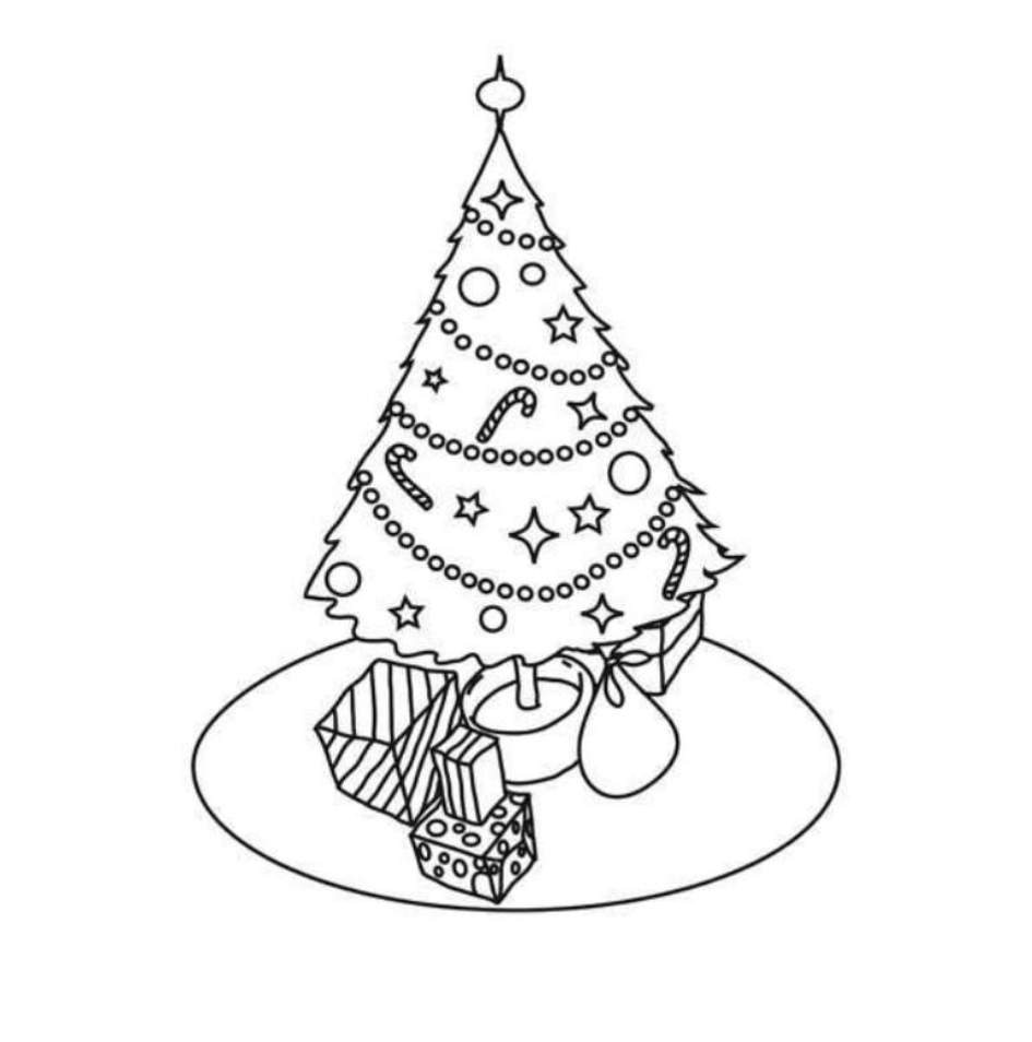 945x954 Simple Christmas Tree Coloring Pages For Kids Printable