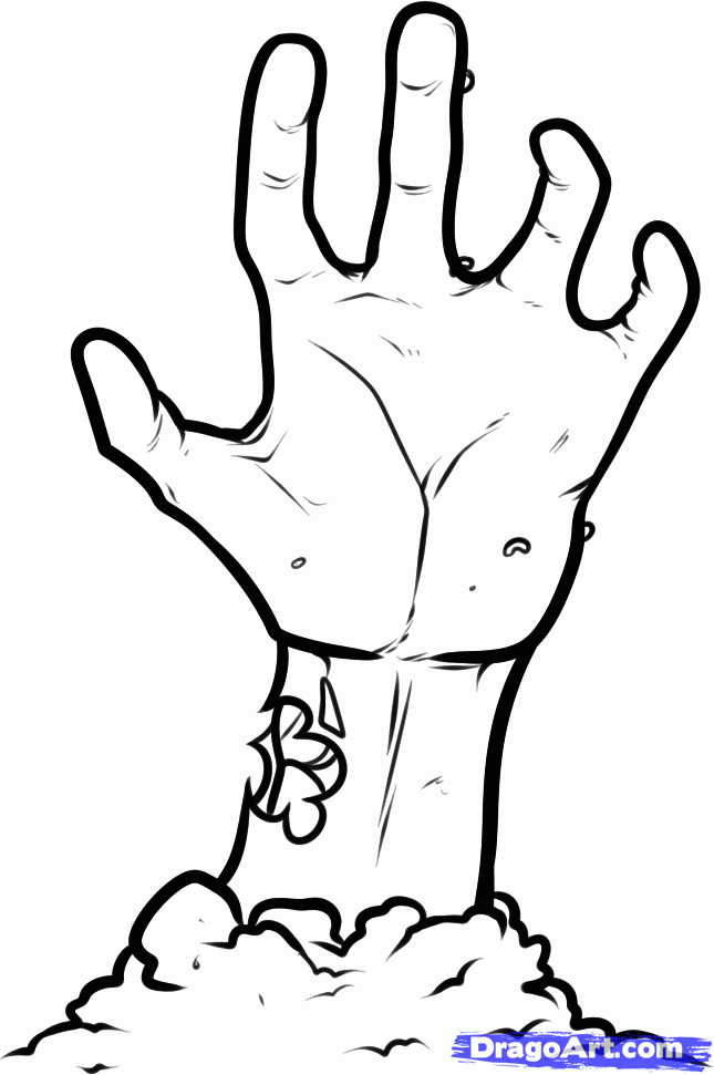 645x971 How To Draw A Zombie Hand, Step By Step, Zombies, Monsters, Free