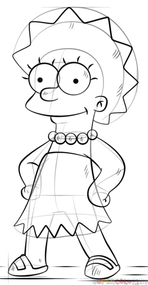 299x575 How To Draw Lisa Simpson Step By Step Drawing Tutorials