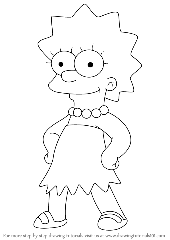598x844 Learn How To Draw Lisa Simpson From The Simpsons (The Simpsons